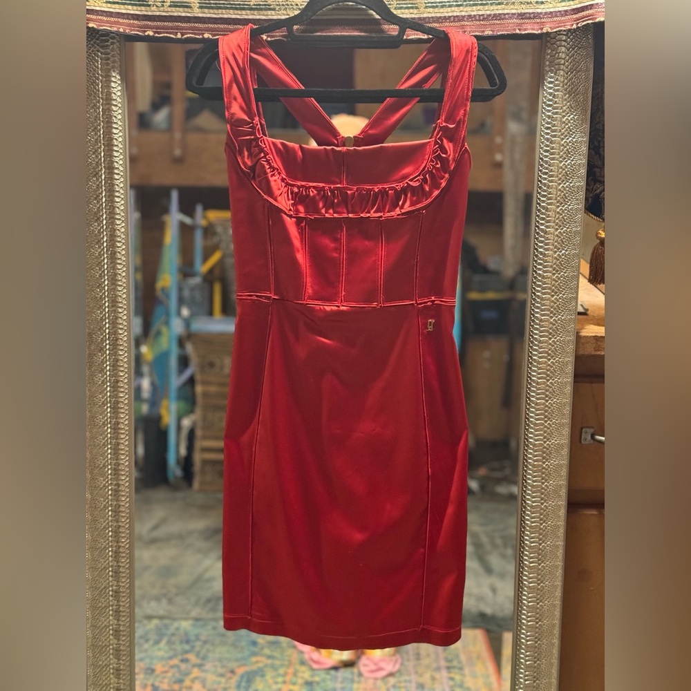 Red silk Galliano dress